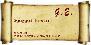 Gyügyei Ervin névjegykártya